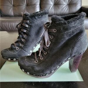 Black suede Celine boots